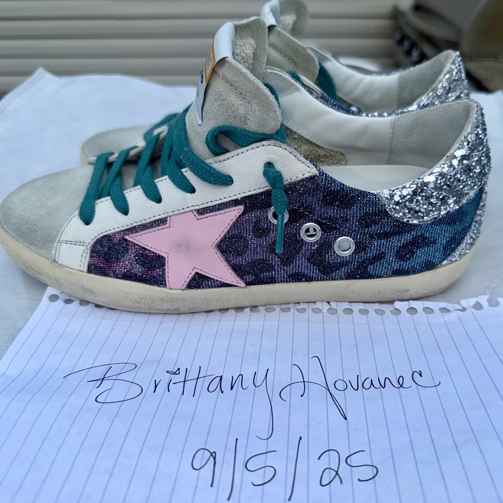 Golden Goose Sneakers with Purple and Glitter